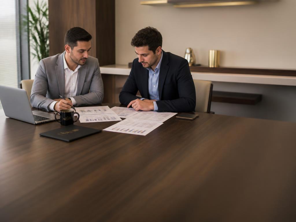 Consultores revisando apuração de impostos e economia fiscal